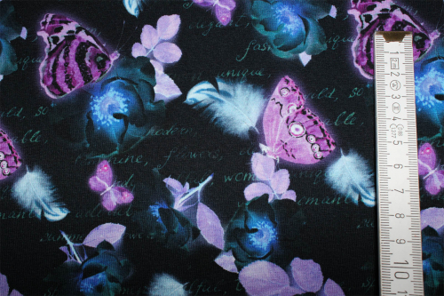 Preview: Jersey Schmetterlinge schwarz (10 cm)